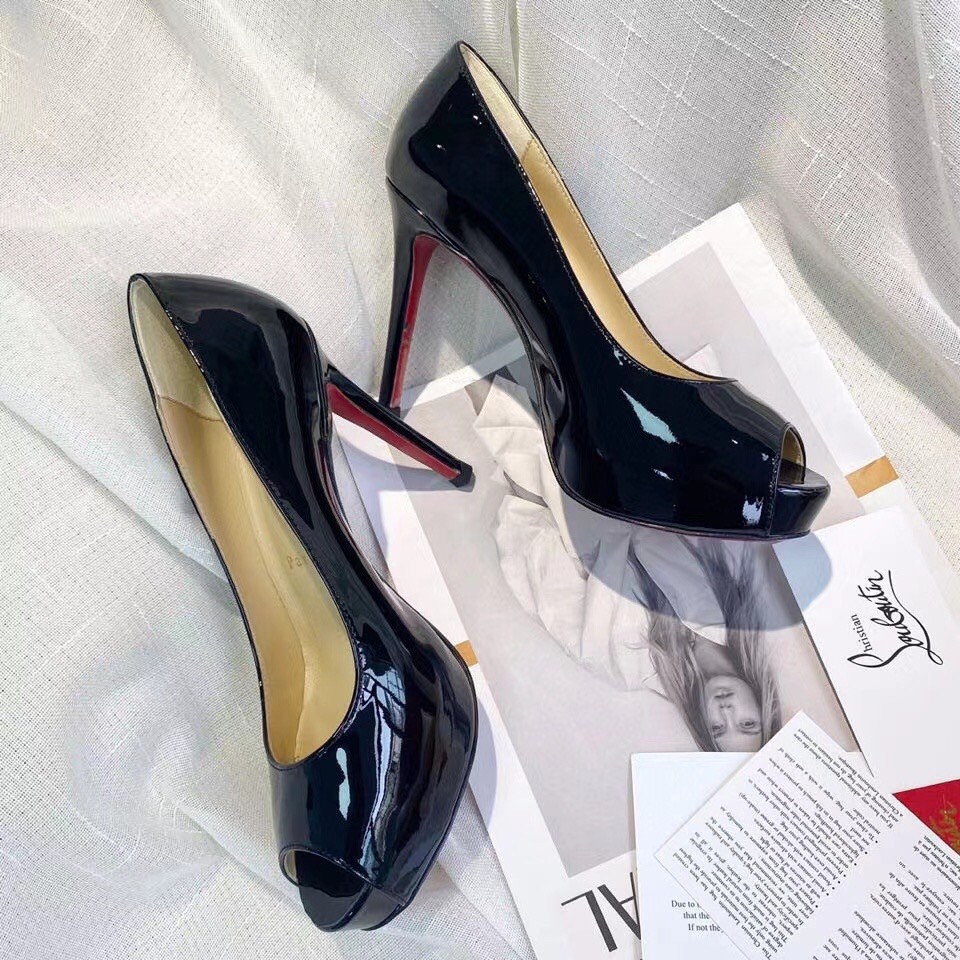 Replica Christian Louboutin Black Patent New Very Prive 100mm Pumps