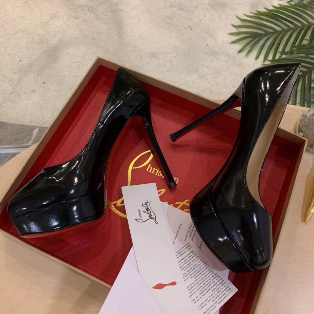 Replica Christian Louboutin Black Patent Dirditta 130mm Pumps