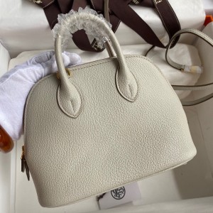 Hermes Bolide 1923 Mini Handmade Bag In Pearl Grey Chevre Mysore Leather 