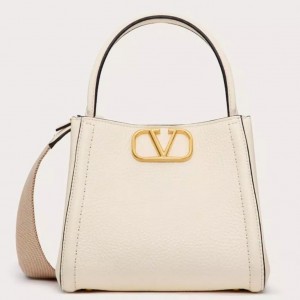 Valentino Alltime Medium Bag in White Grained Calfskin