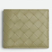 Bottega Veneta Bi-fold Wallet in Travertine Intrecciato Calfskin