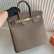 Hermes HAC Birkin 40 Handmade Bag in Taupe Clemence Leather