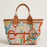 Hermes Steeple 25 Bag in H Plume Canvas with Clic Clac Panoplie Equestre