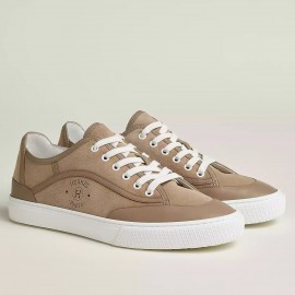 Hermes Men's Get Sneakers in Beige Suede Leather