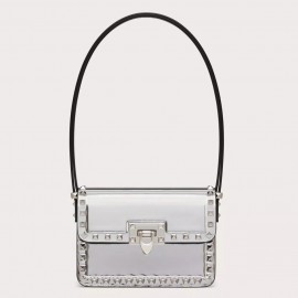 Valentino Rockstud23 Small Shoulder Bag in Silver Calfskin