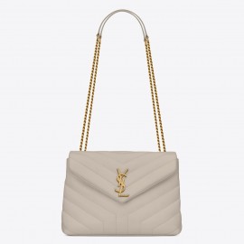 Saint Laurent Loulou Small Bag In White Matelasse Leather