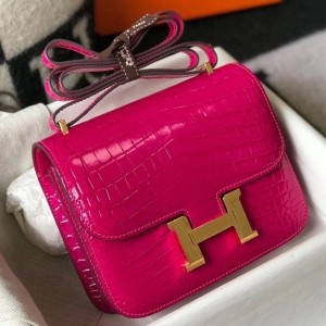 Replica Hermes Constance 18 Handmade Bag In Red Ostrich Leather