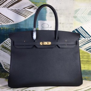 Replica Hermes Birkin 25 Retourne Handmade Bag In Black Ostrich Leather