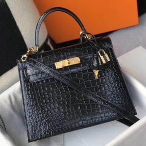 Shop HERMES Kelly Crocodile 2WAY 3WAY Leather Handmade Party Style by  hirobuyer