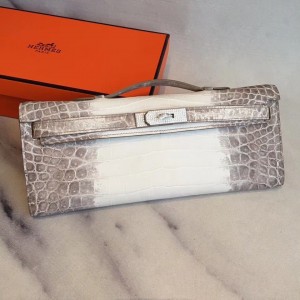 Hermes Kelly Matte crocodile Himalaya Silver Hardware 25m Full Handmade -  lushenticbags