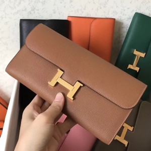 Replica Hermes Dogon Wallet In Vermillion Leather Fake Sale Online