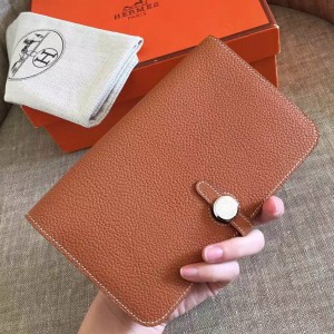 Replica Hermes Dogon Wallet In Vermillion Leather Fake Sale Online