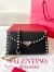 Valentino Rockstud Wallet with Chain in Black Grained Leather