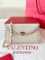 Valentino Rockstud Wallet with Chain in White Grained Leather