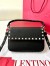 Valentino Rockstud Pouch Bag in Black Grained Leather
