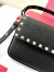 Valentino Rockstud Pouch Bag in Black Grained Leather