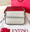 Valentino Rockstud Pouch Bag in White Grained Leather